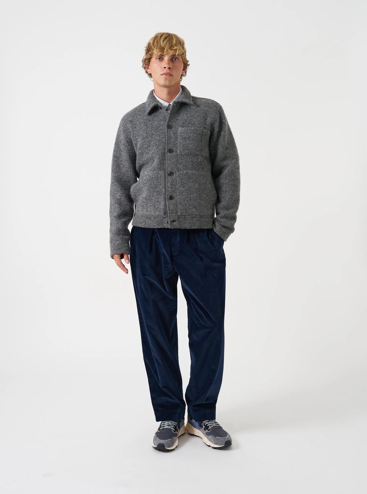Universal Works Uniform Jacket - Grey Marl Wool Fleece