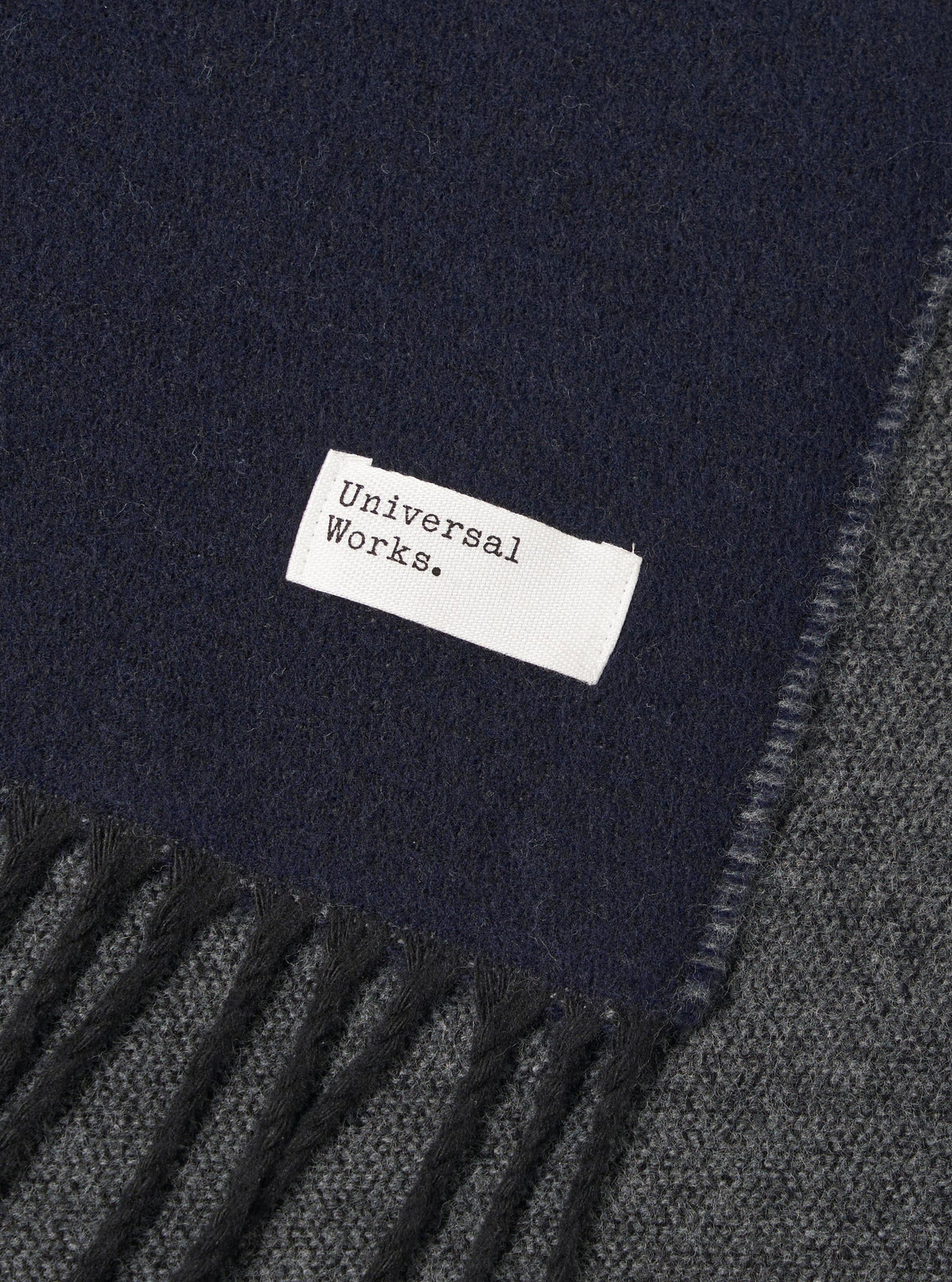 Universal Works Double Sided Scarf - Navy/Mid Grey