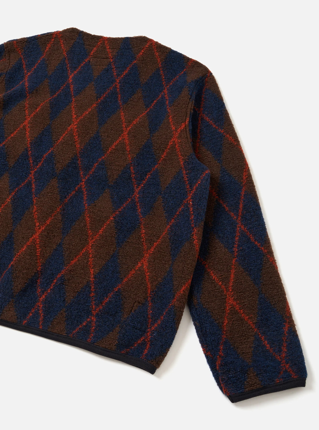 Universal Works Argyll Fleece Cardigan - Brown/Navy