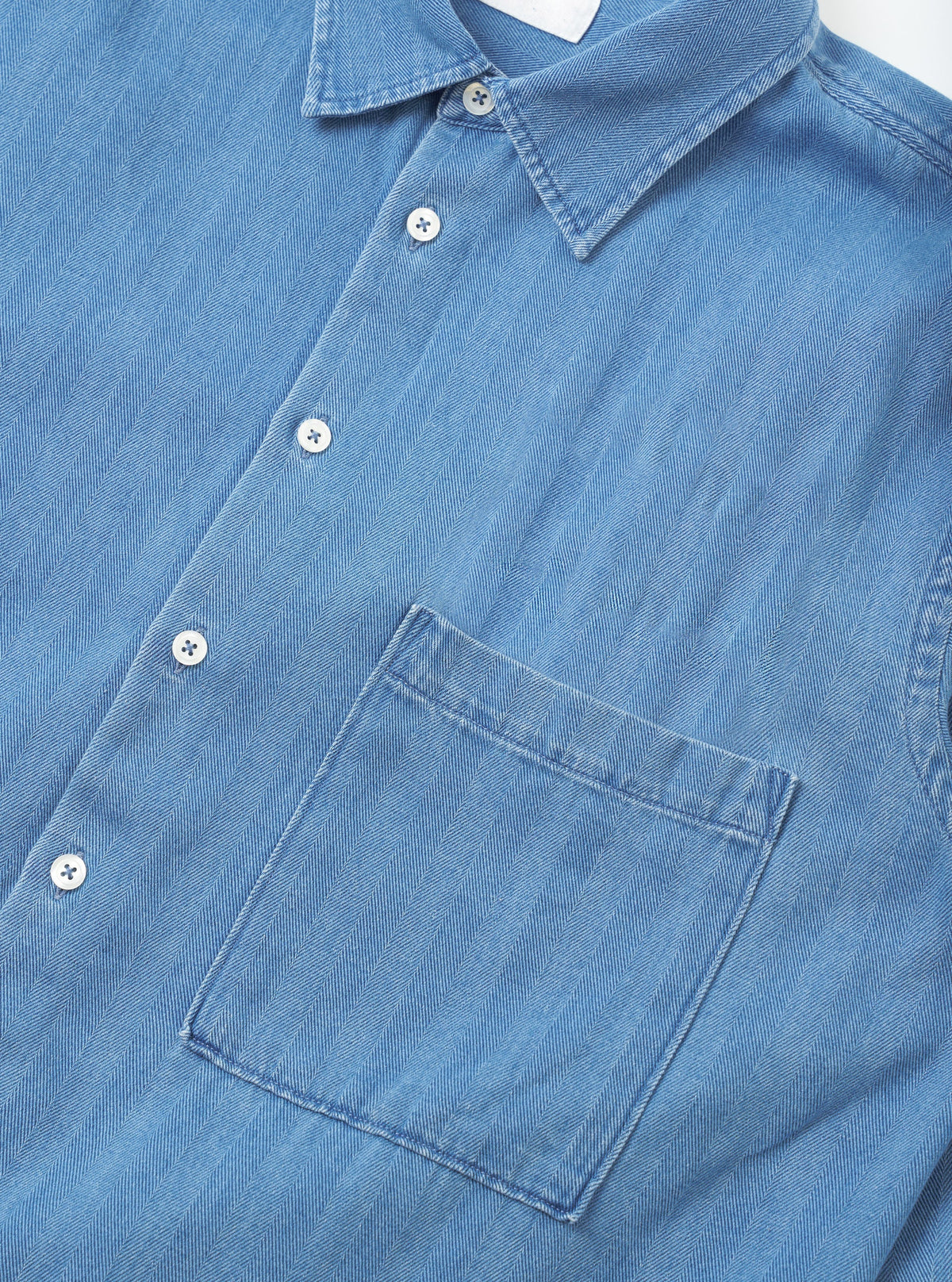 Universal Works Lucky Shirt - Washed Indigo Recycled Herringbone