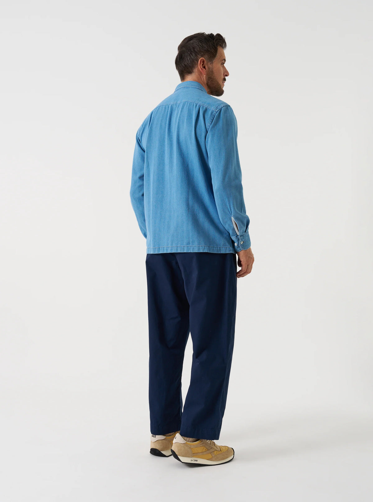 Universal Works Lucky Shirt - Washed Indigo Recycled Herringbone