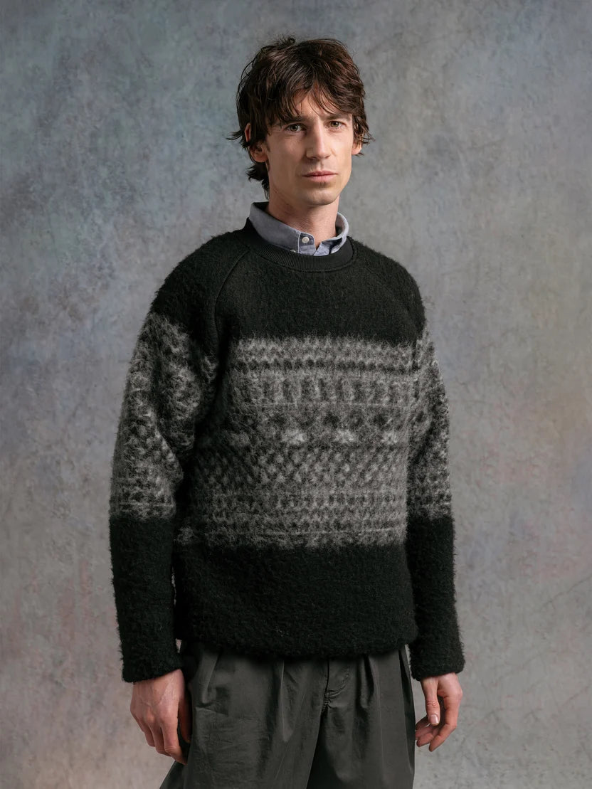 Kestin Junction Crew - Black Fairisle Band Fleece