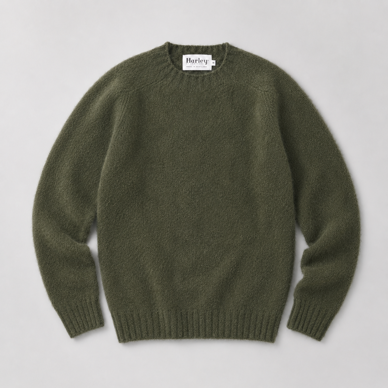 Harley of Scotland Shaggy Lambswool Crewneck - Scots Pine