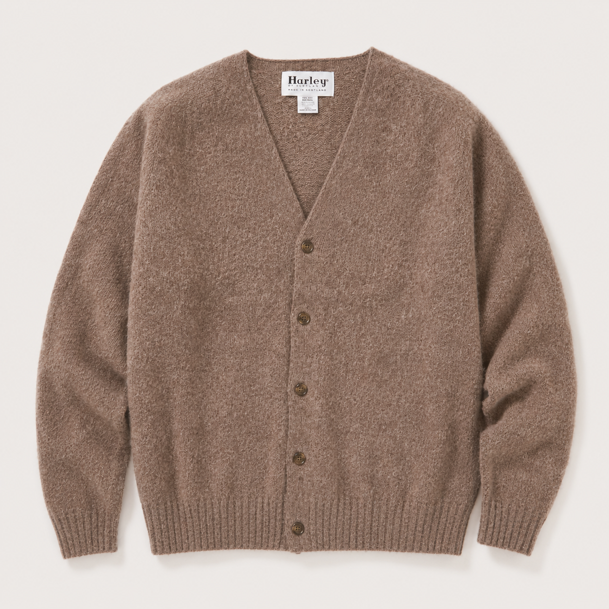 Harley of Scotland Shaggy Cardigan - Tundra