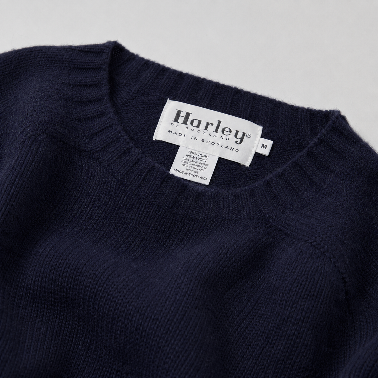 Harley of Scotland Supersoft Lambswool Crewneck - Navy