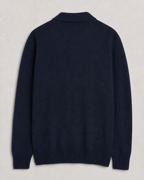 Harley of Scotland Eton Polo Sweater - Navy