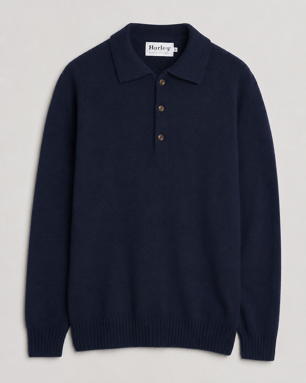 Harley of Scotland Eton Polo Sweater - Navy