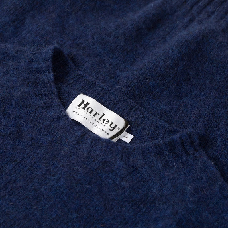 Harley of Scotland Shaggy Lambswool Crewneck - Night Sky
