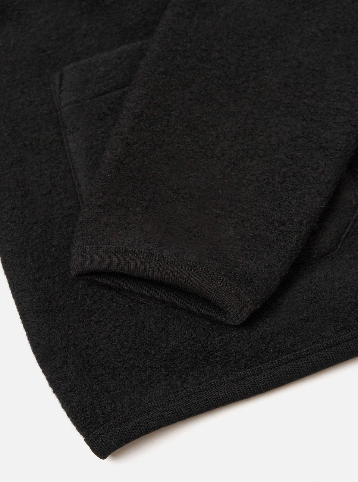 Universal Works Cardigan - Black Wool Fleece